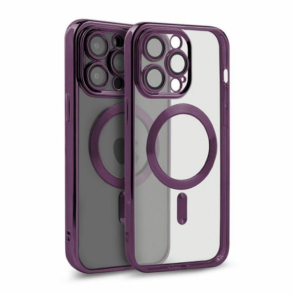 iPhone 15 Pro Max Deksel Glitter Transparent MagSafe Lilla