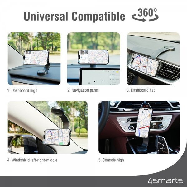 4smarts MagSafe Mobilholder til bil Qi2 Car Charging Set