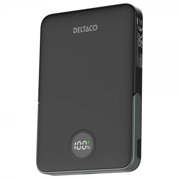 Deltaco MagSafe Powerbank med Stativ 5000 mAh 20W Svart