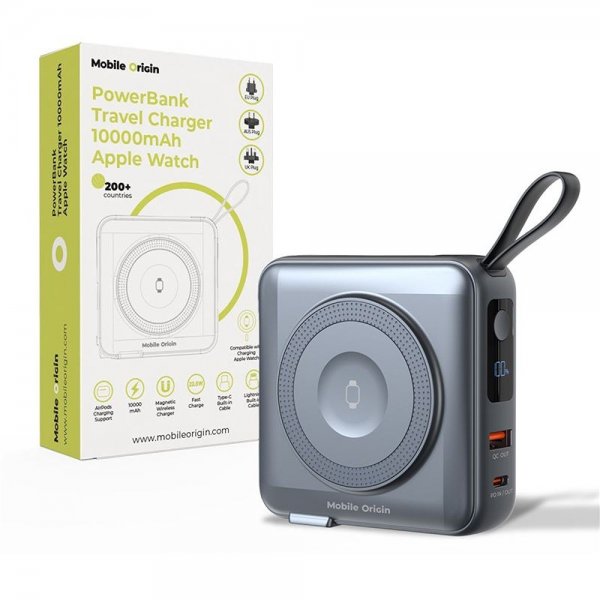 Mobile Origin Powerbank Travel Lightning/USB-C MagSafe/Watch Grå