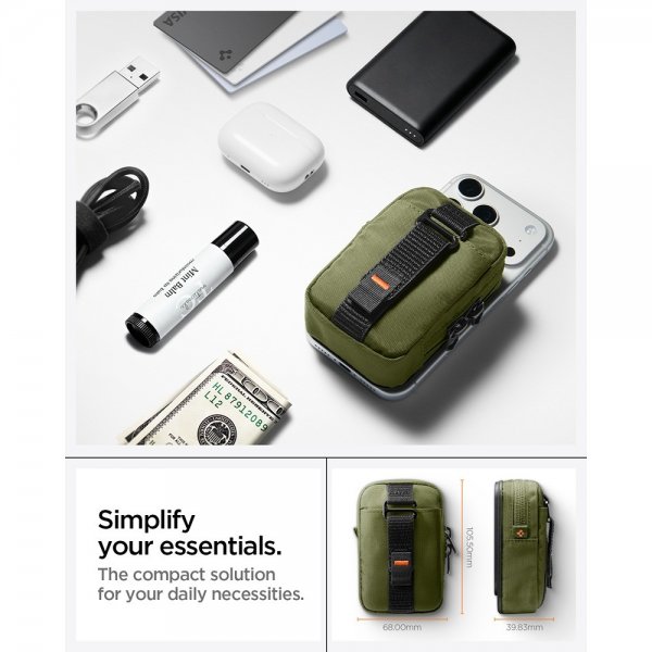 Spigen MagSafe Veske Portable Organizer Pouch Snap Zip MagFit Olive Green