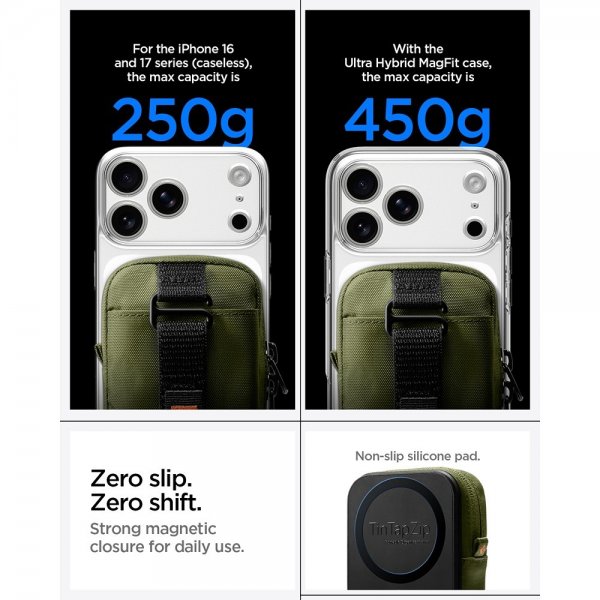 Spigen MagSafe Veske Portable Organizer Pouch Snap Zip MagFit Olive Green