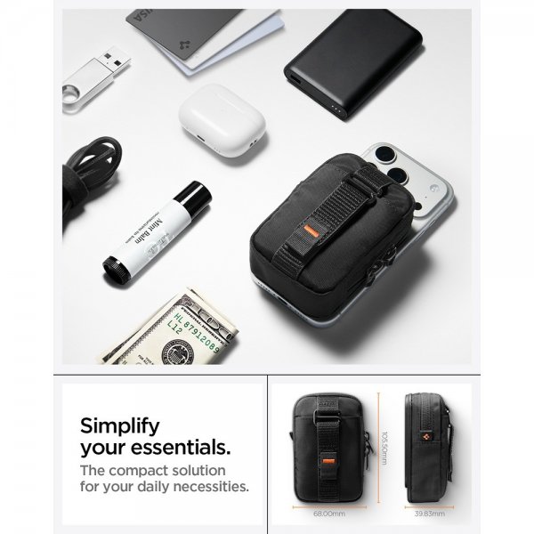 Spigen MagSafe Veske Portable Organizer Pouch Tintap Zip MagFit Svart
