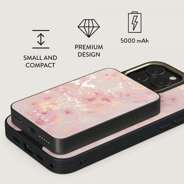 Burga Powerbank MagSafe 5000 mAh Golden Coral Metallgrå