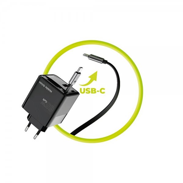 Mobile Origin Lader Display GaN 65W Innebygd USB-C Kabel