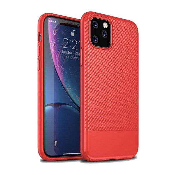 iPhone 11 Pro Max Deksel Karbonfibermønster Rød