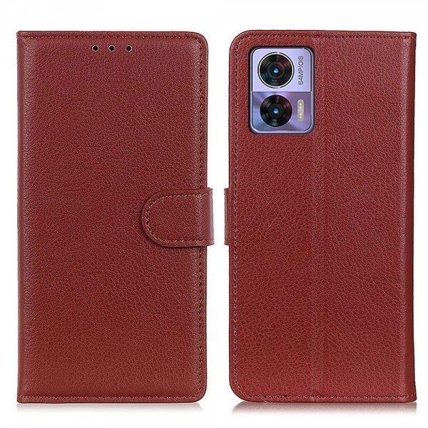 Motorola Edge 30 Neo Etui Litchi Brun