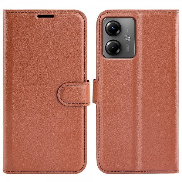 Motorola Moto G14 Etui Litchi Brun