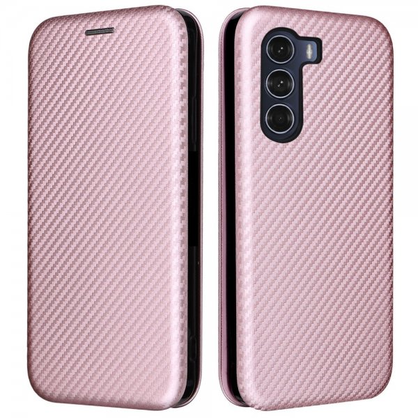 Motorola moto g200 5G Etui Karbonfibertekstur Rosegull