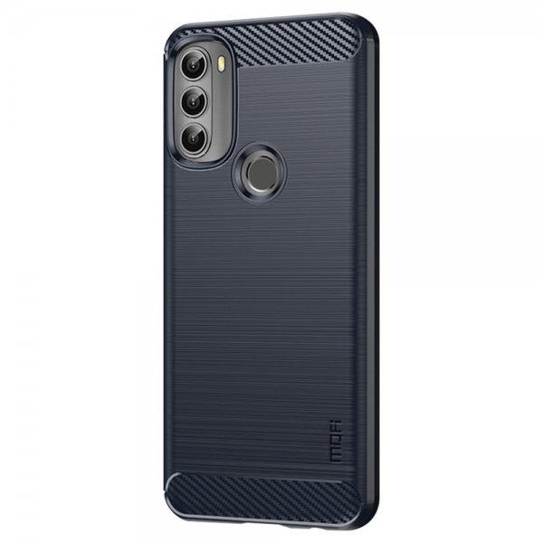 Mofi Motorola moto g71 5G Deksel Børstet Karbonfibertekstur Blå