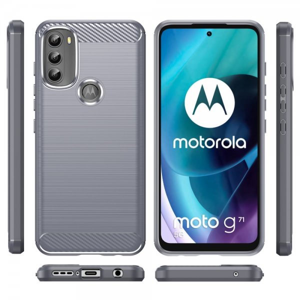 Motorola moto g71 5G Deksel Børstet Karbonfibertekstur Grå