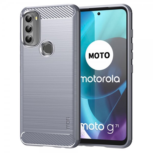 Mofi Motorola moto g71 5G Deksel Børstet Karbonfibertekstur Grå
