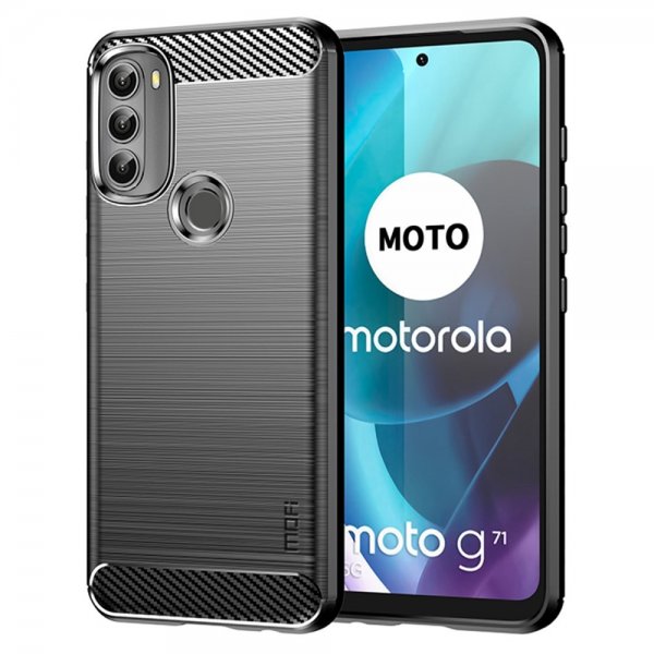 Mofi Motorola moto g71 5G Deksel Børstet Karbonfibertekstur Svart