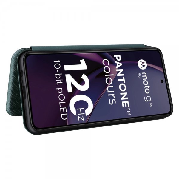 Motorola Moto G84 Etui Karbonfibertekstur Grønn