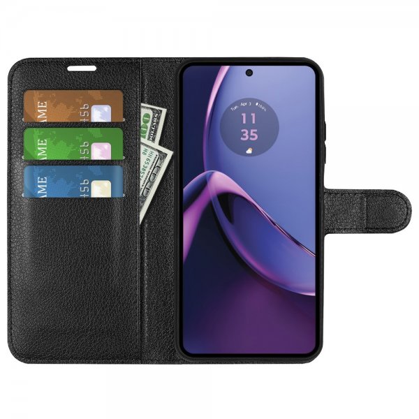 Motorola Moto G84 Etui Litchi Svart