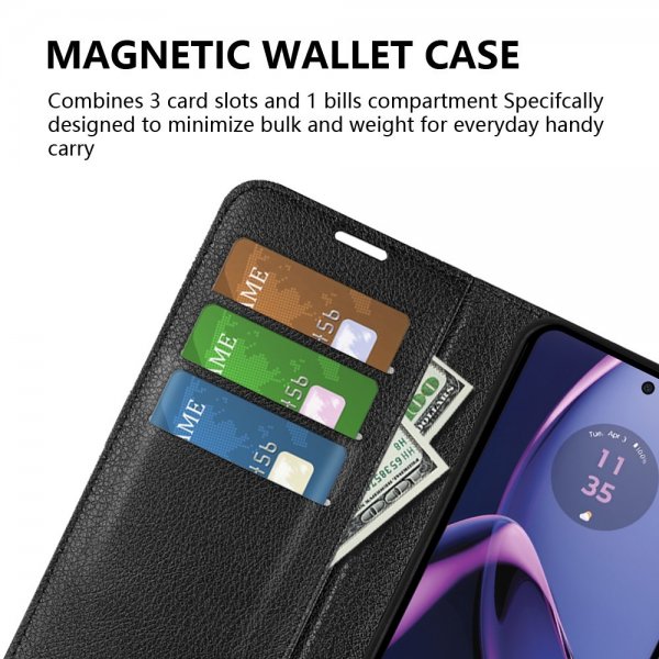 Motorola Moto G84 Etui Litchi Svart