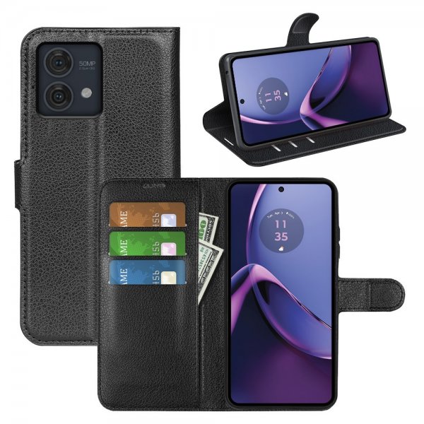 Motorola Moto G84 Etui Litchi Svart
