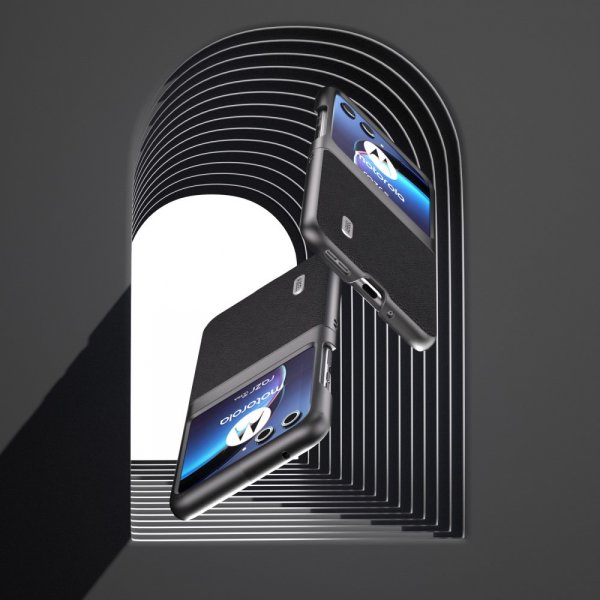 ABEEL Motorola Razr 40 Ultra Deksel Ekte Skinn Svart
