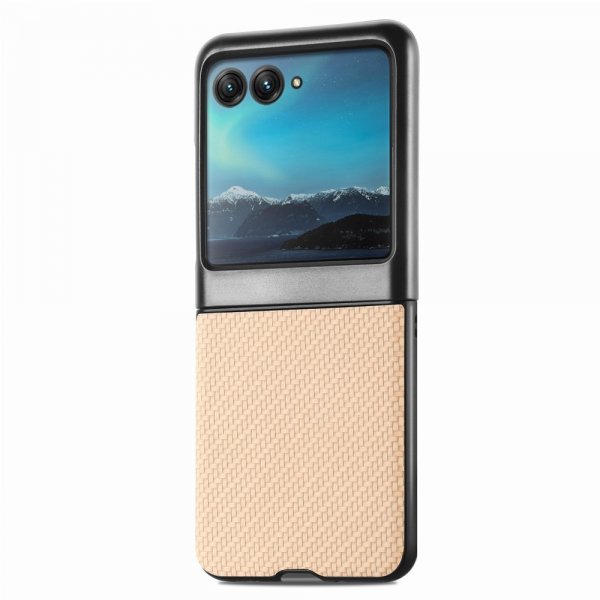 Motorola Razr 40 Ultra Deksel Karbonfibertekstur Khaki