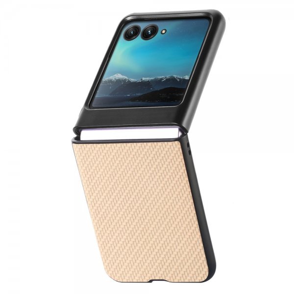 Motorola Razr 40 Ultra Deksel Karbonfibertekstur Khaki