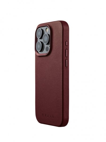 Mujjo iPhone 15 Pro Deksel Full Leather Case MagSafe Burgundy