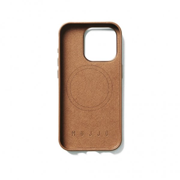 Mujjo iPhone 15 Pro Deksel Full Leather Wallet Case MagSafe Dark Tan