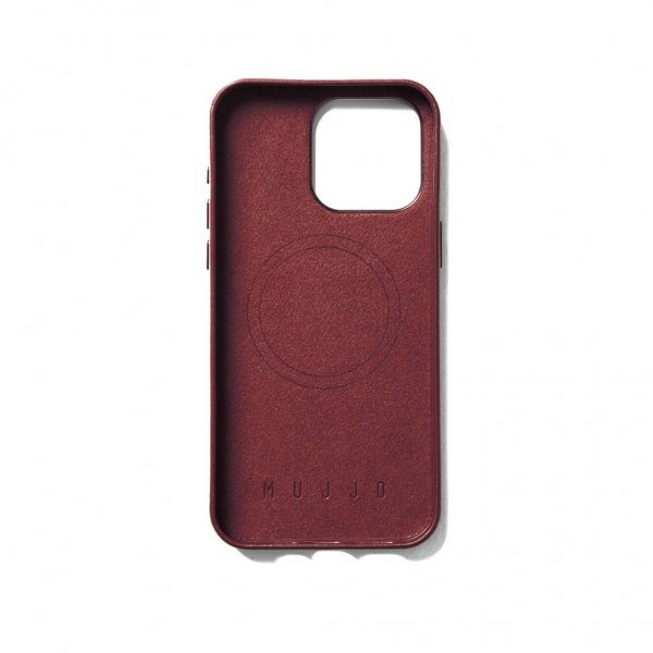 Mujjo iPhone 15 Pro Max Deksel Full Leather Case MagSafe Burgundy