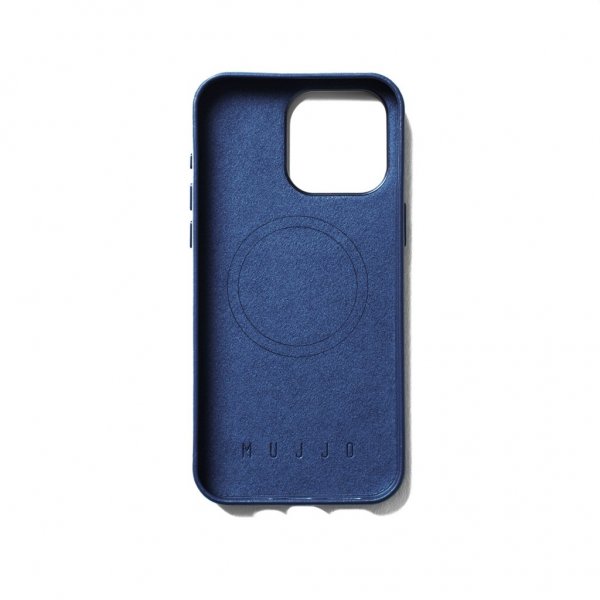 Mujjo iPhone 15 Pro Max Deksel Full Leather Wallet Case MagSafe Monaco Blue