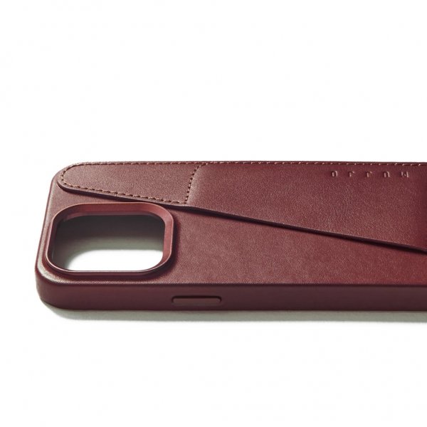 Mujjo iPhone 15 Pro Max Deksel Full Leather Wallet Case MagSafe Burgundy