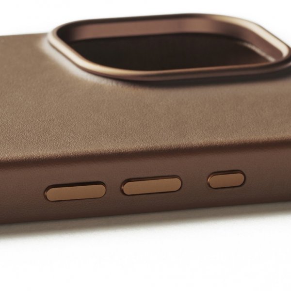 Mujjo iPhone 16 Deksel Full Leather Case Dark Tan