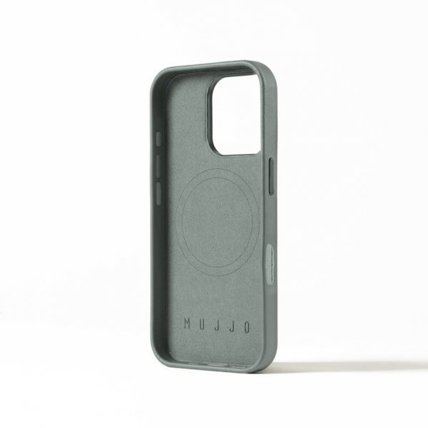 Mujjo iPhone 16 Pro Deksel Full Leather Case Green Smoke