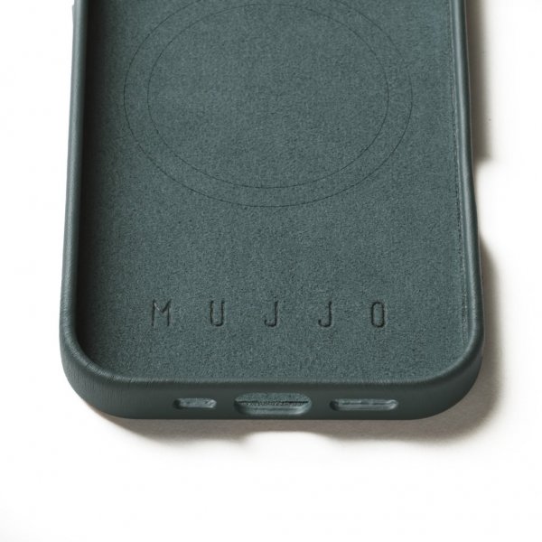 Mujjo iPhone 16 Pro Deksel Full Leather Case Livid Green