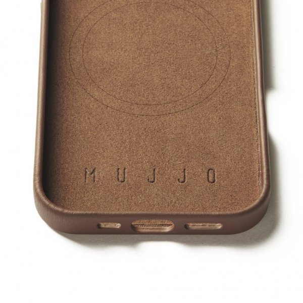 Mujjo iPhone 16 Pro Deksel Full Leather Case Dark Tan