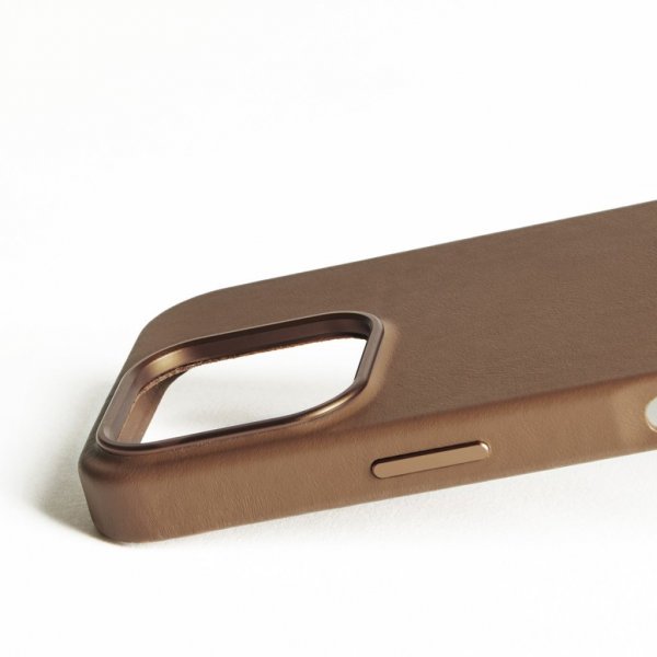 Mujjo iPhone 16 Pro Deksel Full Leather Case Dark Tan