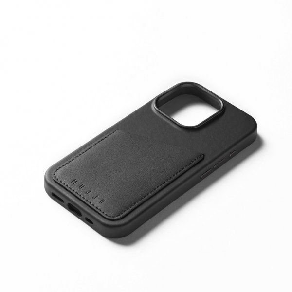 Mujjo iPhone 16 Pro Deksel Full Leather Wallet Case Svart