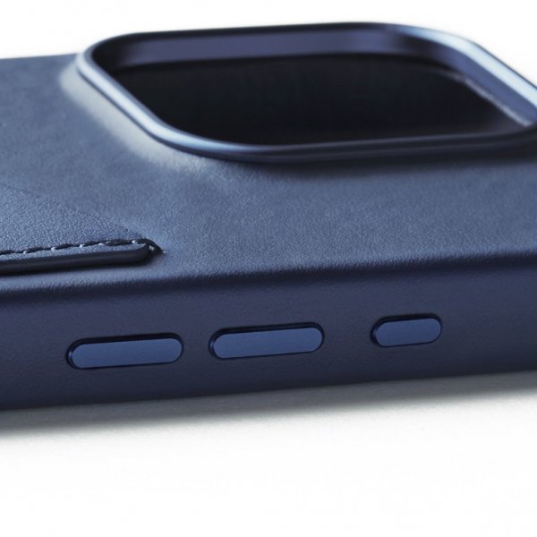 Mujjo iPhone 16 Pro Deksel Full Leather Wallet Case Monaco Blue