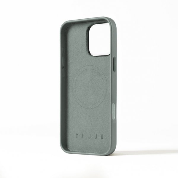 Mujjo iPhone 16 Pro Max Deksel Full Leather Case Green Smoke