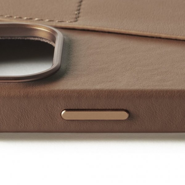 Mujjo iPhone 16 Pro Max Deksel Full Leather Wallet Case Dark Tan