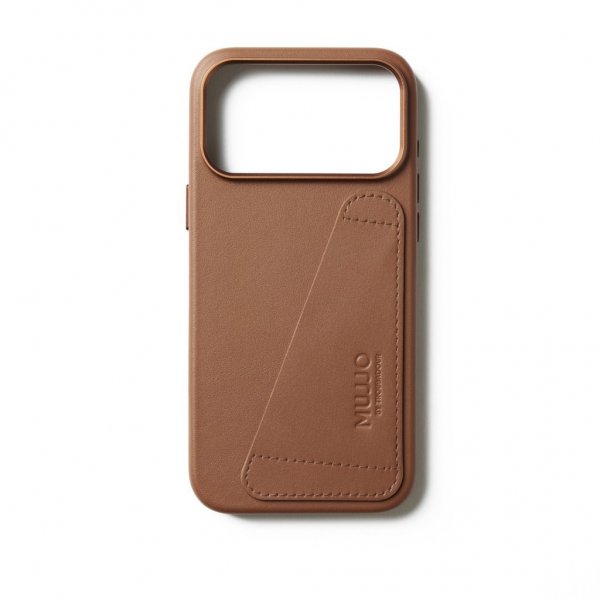 Mujjo iPhone 17 Pro Max Deksel Full Leather Wallet Case MagSafe Tan