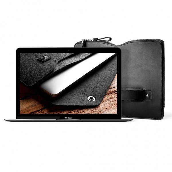 Mujjo Macbook Carry-On Folio Sleeve 12" Svart