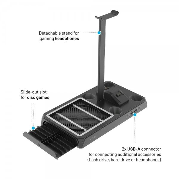 Fixed Multifunctional Docking Station Xbox Series X/Series S Svart