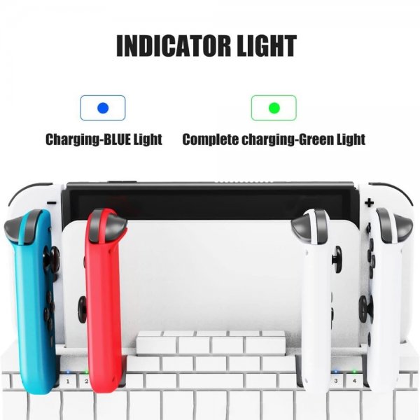 Nintendo Switch ladestasjon for Joy Cons med spilloppbevaring brun