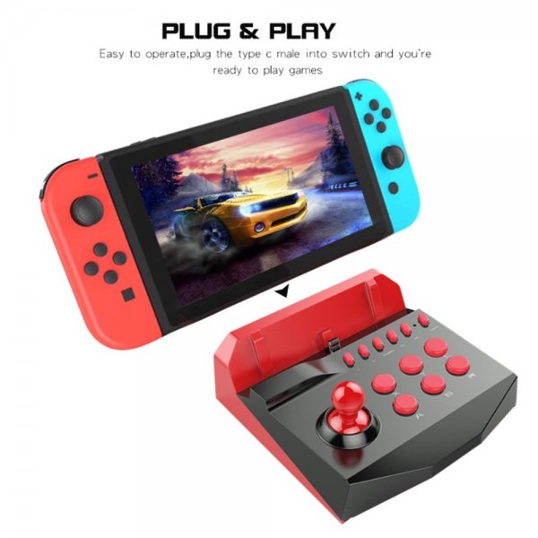 Nintendo Switch/Switch Lite Arkade Spillkontroll med Joystick Svart/Rød