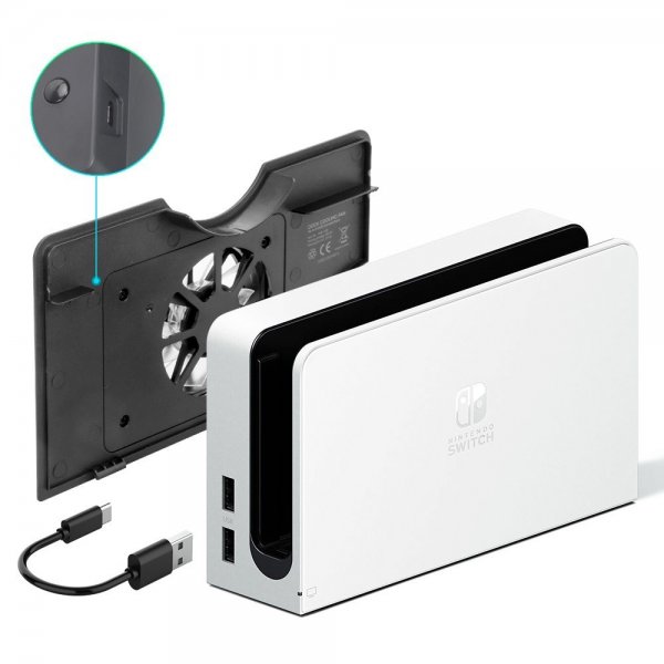 Dobe Nintendo Switch OLED Kjølevifte Blåbelysning Svart