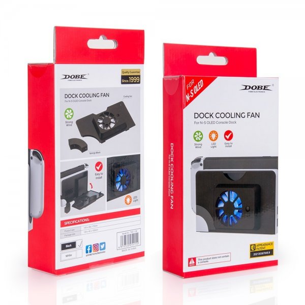 Dobe Nintendo Switch OLED Kjølevifte Blåbelysning Svart