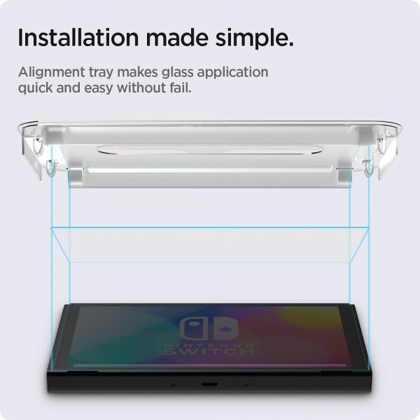 Spigen Nintendo Switch OLED Skjermbeskytter GLAS.tR EZ Fit 2-pakning