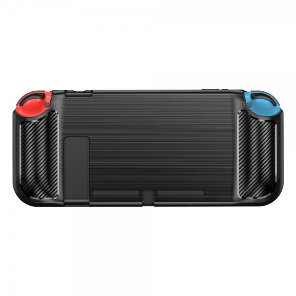 Nintendo Switch Etui Børstet Karbonfiber Tekstur Svart