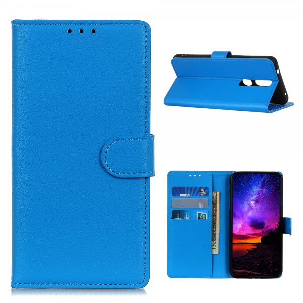 Nokia 2.4 Etui Litchi Blå
