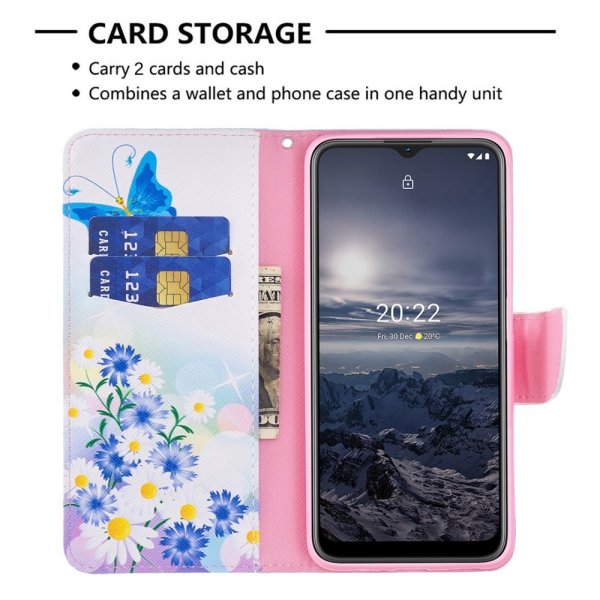 Nokia G11/G21 Etui Motiv Sommerfugler Og Blomster