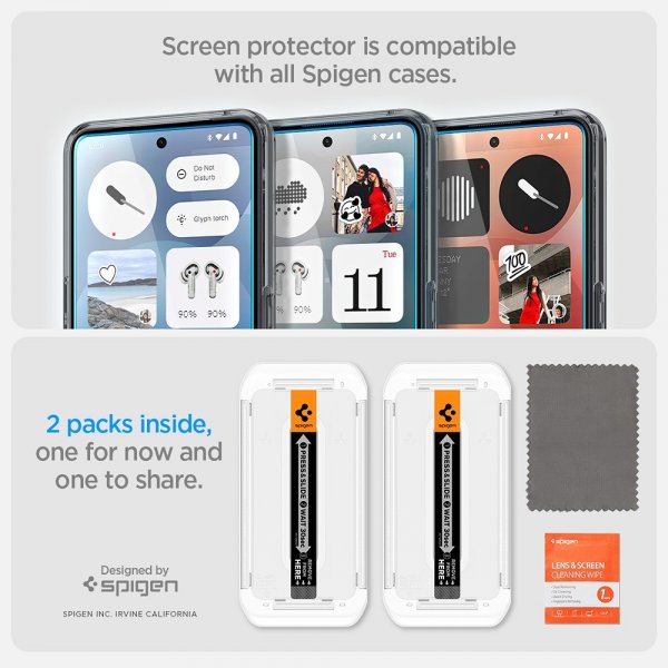 Spigen Nothing Phone 3 Skjermbeskytter GLAS.tR EZ Fit 2-pakning